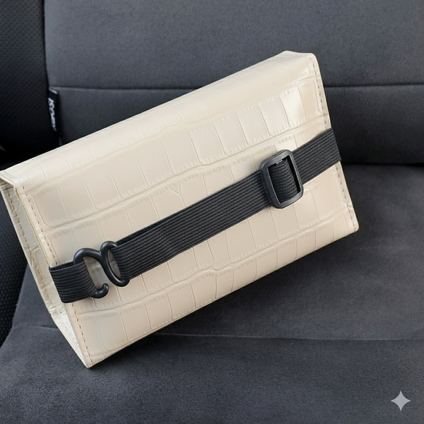 JVCV® Premium Car Leather Tissue Box Holder – Universal PU Leather Tissue Case for Car Back Seat, Home & Office – Elegant Croc-Pattern Design