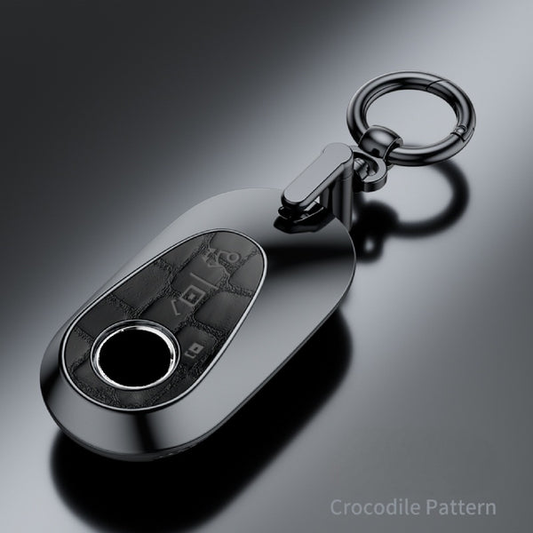 JVCV® Crocodile Pattern ABS Key Cover with Keychain – Compatible with Mercedes-Benz S-Class, G-Class, E-Class (2022 Onwards) 3-Button Smart Key