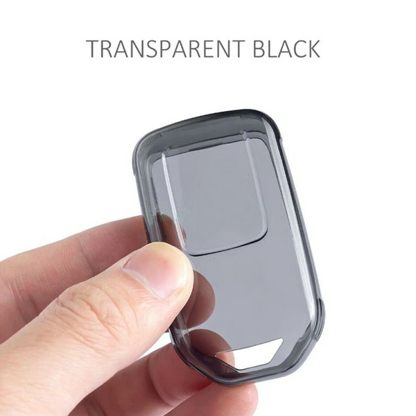 JVCV® Soft TPU Transparent Key Cover Compatible with Honda Car's Smart Key (Transparent Black)