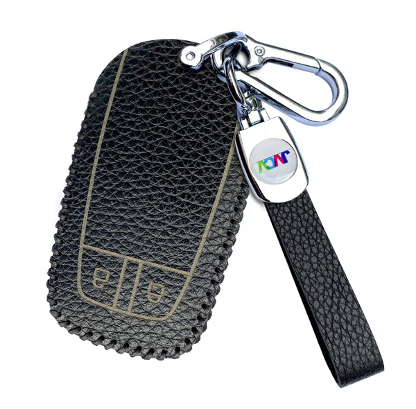 JVCV® Soft Handmade Lychee Pattern Leather Key Cover Compatible with Isuzu Smart Key (Brown)