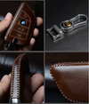 JVCV® Handmade Leather Car Key Cover – Compatible with BMW 2, 3, 5, 6, 7 Series, X1, X2, X3, X5, X6 – Blade Smart Key