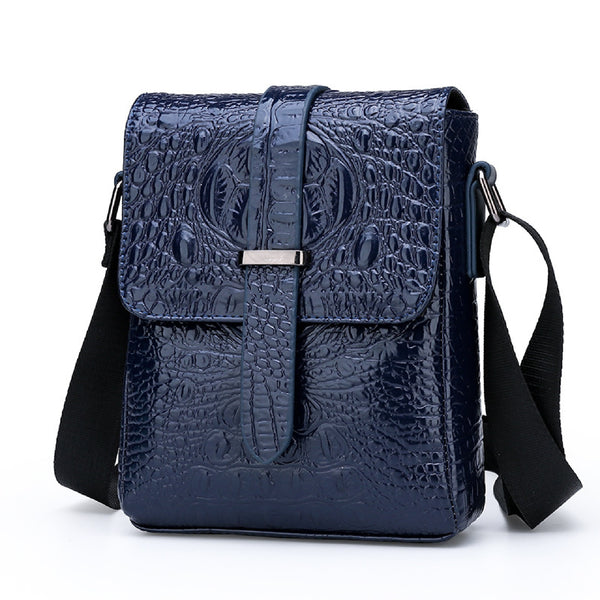 JVCV® Men's Luxury Crocodile Pattern Messenger Bag - Premium PU Leather Crossbody Shoulder Bag with Adjustable Strap - Elegant & Durable for Business, Travel & Daily Use