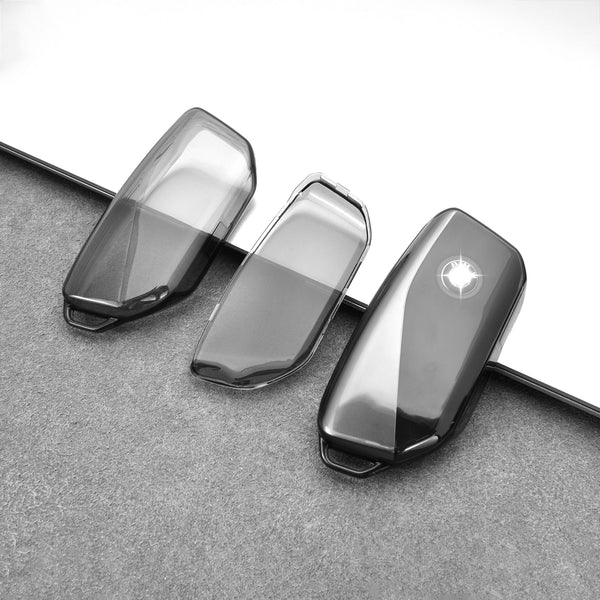 JVCV® Soft TPU Transparent Cover Compatible with BMW 2023 New 7 Series 740i 760i X1 X7 XM IX I7, X5 Smart Key (Transparent Black.)