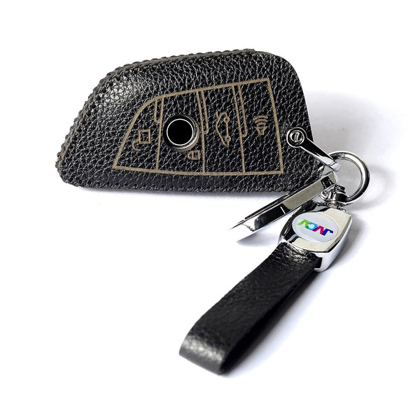 JVCV® Soft Handmade Lychee Pattern Leather Key Cover Compatible with BMW Blade 3/4 Button Smart Key