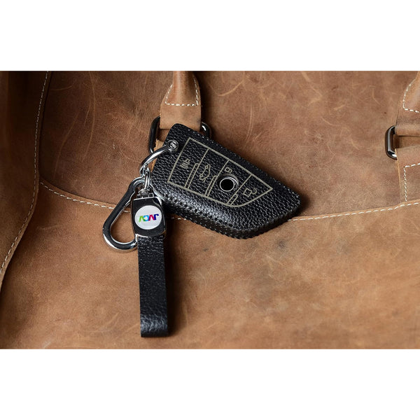 JVCV® Soft Handmade Lychee Pattern Leather Key Cover Compatible with BMW Blade 3/4 Button Smart Key