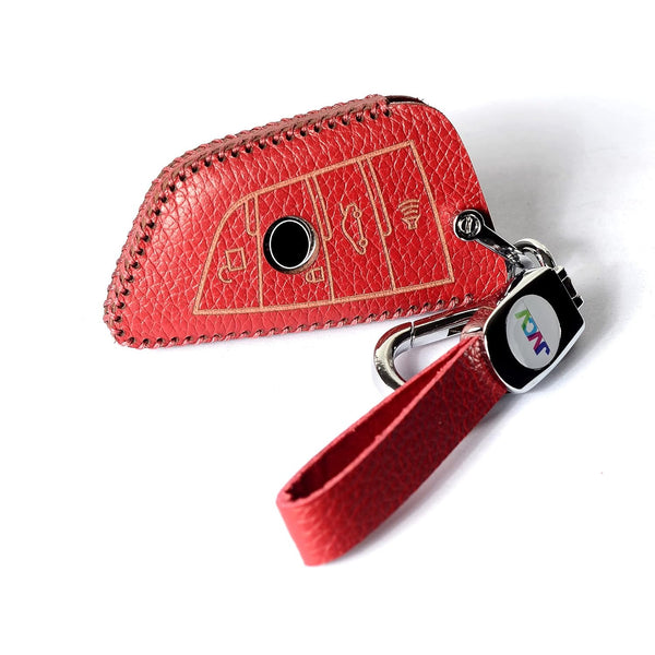 JVCV® Soft Handmade Lychee Pattern Leather Key Cover Compatible with BMW Blade 3/4 Button Smart Key
