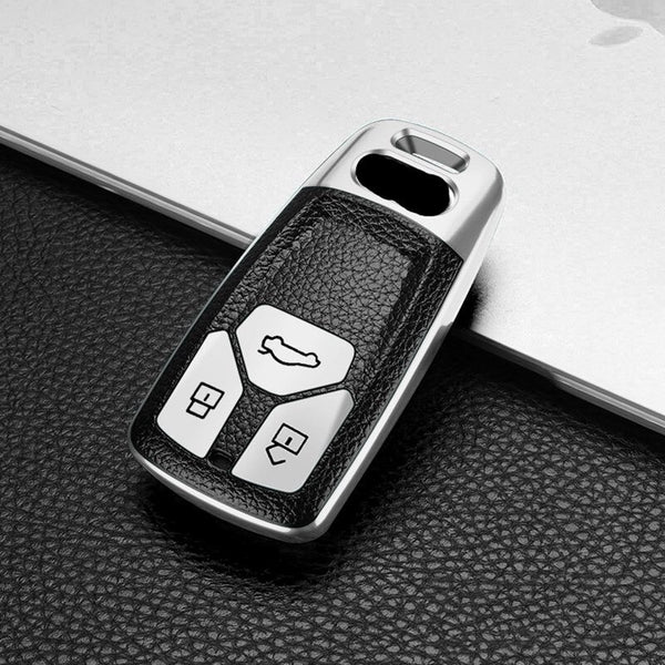 JVCV® Premium Soft TPU Leather Pattern Key Cover Compatible with Audi Smart Key