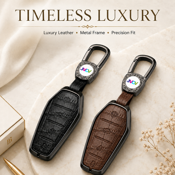 JVCV® Premium Metal & Leather Key Cover – Compatible with BYD Atto 3, Seal, Sealion 7 & eMax 7 Smart Key
