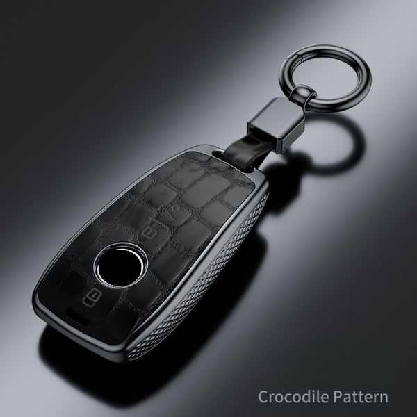 JVCV® Premium ABS Crocodile Pattern Key Cover with Keychain – Compatible with Mercedes-Benz E-Class W211/W213, AMG Smart Key