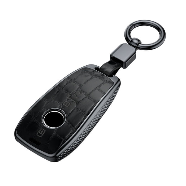 JVCV® Premium ABS Crocodile Pattern Key Cover with Keychain – Compatible with Mercedes-Benz E-Class W211/W213, AMG Smart Key