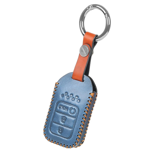 JVCV® Soft Handmade Leather Key Cover Compatible with Honda City, Elevate, Civic, Jazz, Amaze, CR-V, WR-V, BR-V 3/4 Button Push Button Start Smart Key