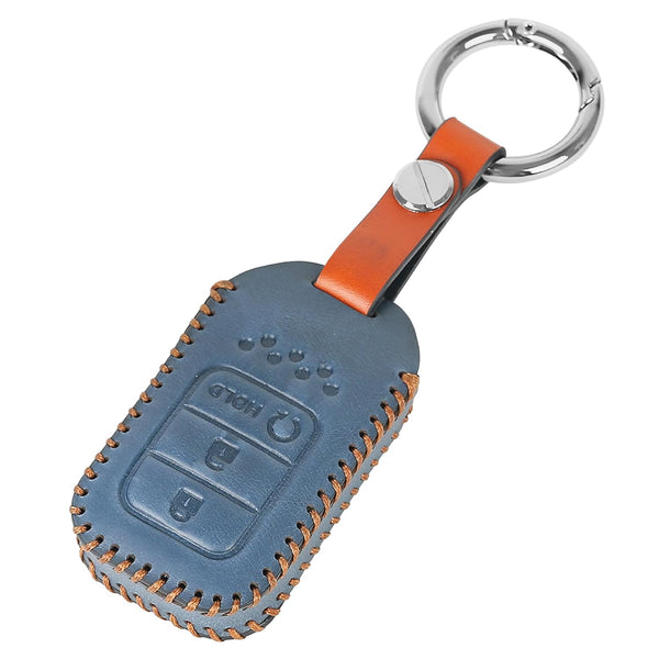 JVCV® Soft Handmade Leather Key Cover Compatible with Honda City, Elevate, Civic, Jazz, Amaze, CR-V, WR-V, BR-V 3/4 Button Push Button Start Smart Key