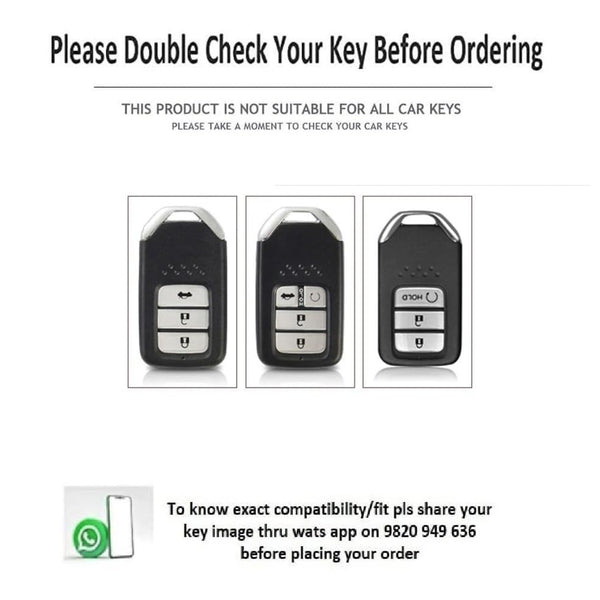 JVCV® Soft Handmade Leather Key Cover Compatible with Honda City, Elevate, Civic, Jazz, Amaze, CR-V, WR-V, BR-V 3/4 Button Push Button Start Smart Key