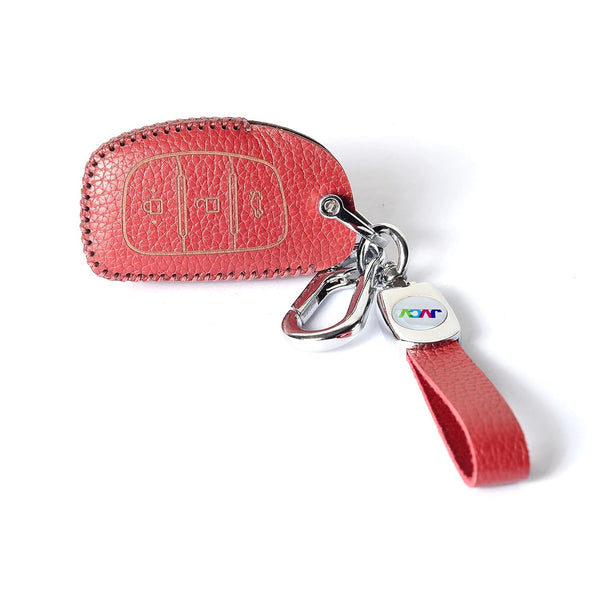 JVCV® Soft Handmade Lychee Pattern Leather Key Cover Compatible with Hyundai Creta, i10 Grand, i20 Elite, i20 Active, Xcent, Verna 4s, Tucson, Elantra, Grand i10 Nios 3 Button Smart Key