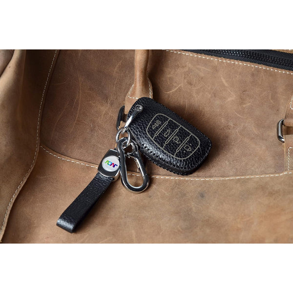 JVCV® Soft Handmade Lychee Pattern Leather Key Cover Compatible with Hyundai Alcazar Creta, i20 2021, Venue, Tucson, Elantra,i20 N Line 2021 4 Button Smart Key
