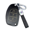 JVCV® Soft Handmade Lychee Pattern Leather Key Cover Compatible with Hyundai Creta Venue Aura Elite i20 Grand i10 Nios Xcent 3 Button Flip Key