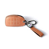 JVCV® Soft Handmade Lychee Pattern Leather Key Cover Compatible with Hyundai Alcazar and Creta 2021 2022 & 2023 Car 4 Button Smart Key with Keychain
