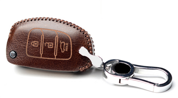 JVCV® Handmade Leather Key Cover for Hyundai 3-Button Flip Keys – Compatible with Creta, Venue, Exter, Grand i10 Nios, Xcent & More