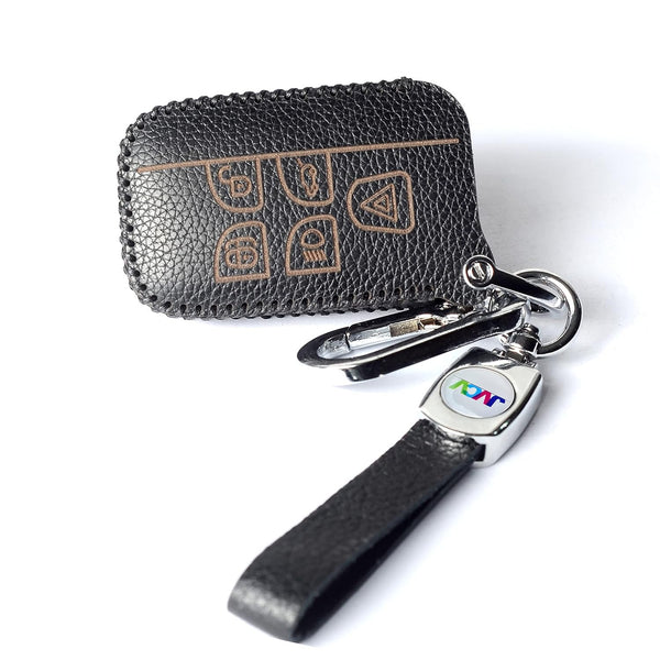 JVCV® Soft Handmade Lychee Pattern Leather Key Cover Compatible with Land Rover and Jaguar Smart Key