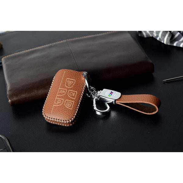JVCV® Soft Handmade Lychee Pattern Leather Key Cover Compatible with Land Rover and Jaguar Smart Key