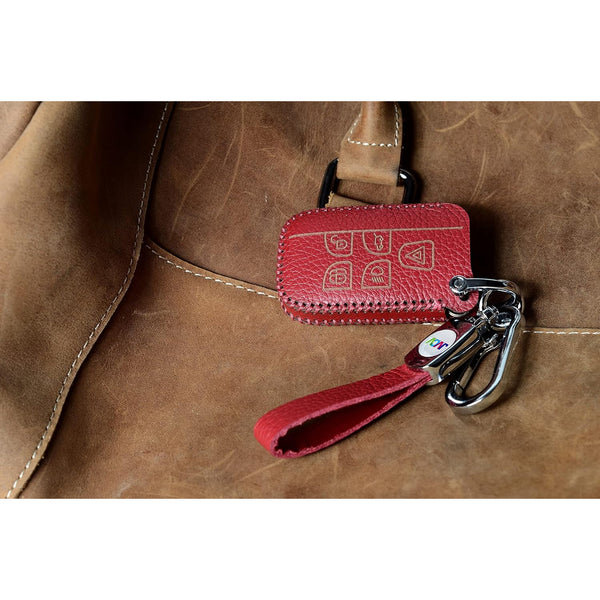 JVCV® Soft Handmade Lychee Pattern Leather Key Cover Compatible with Land Rover and Jaguar Smart Key