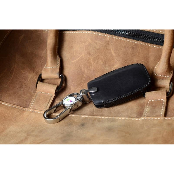 JVCV® Car Styling Soft Handmade Leather Key Cover Compatible with Kia Seltos Sonet Carens 4 Button Smart Key - Verify Key Button and Shape Before Ordering
