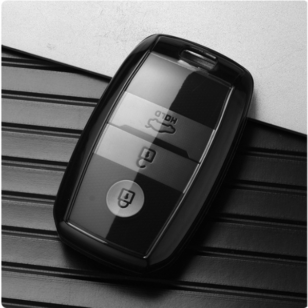JVCV® Soft TPU Transparent Cover – Compatible with Kia Keys (Transparent Black)