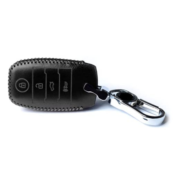JVCV® Car Styling Soft Handmade Leather Key Cover Compatible with Kia Seltos 4 Button Smart Key
