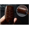 JVCV® Car Styling Soft Handmade Leather Key Cover Compatible with Kia Seltos 4 Button Smart Key
