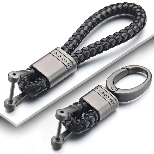 2 Pack Genuine Leather Keychain with Zinc Alloy Buckle Keyring