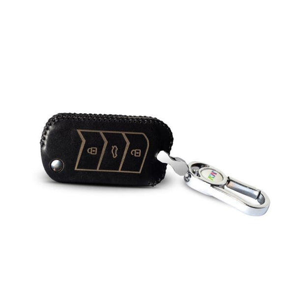JVCV Car Styling Soft Handmade Leather Key Cover Compatible With Mahindra Xuv 700, Thar, Marazzo, Bolero, Scorpio, Scorpio N, Xuv 300, Tuv300 Plus And Xuv 400 Ev 3 Button Flip Key