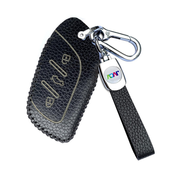 JVCV® Soft Handmade Lychee Pattern Leather Key Cover Compatible with MG ZS EV and Astor Smart Key