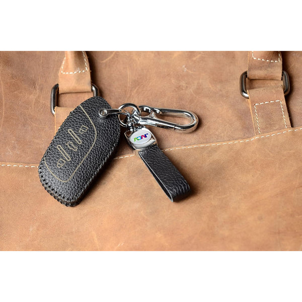 JVCV® Soft Handmade Lychee Pattern Leather Key Cover Compatible with MG ZS EV and Astor Smart Key
