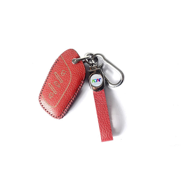 JVCV® Soft Handmade Lychee Pattern Leather Key Cover Compatible with MG ZS EV and Astor Smart Key