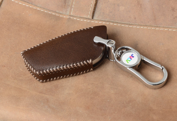 JVCV® Handmade Leather Car Key Cover with Keychain | Premium Smart Key Protector Compatible with MG M9 Smart Key