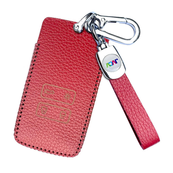JVCV® Soft Handmade Lychee Pattern Leather Key Cover Compatible with Renault Kiger Triber Smart Key
