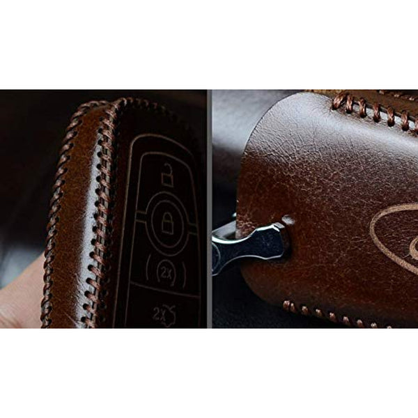 JVCV® Car Styling Soft Handmade Leather Key Cover Compatible with Skoda Slavia Kushaq Octavia Taigun Tiguan Virtus Kodiaq Superb Folding Key