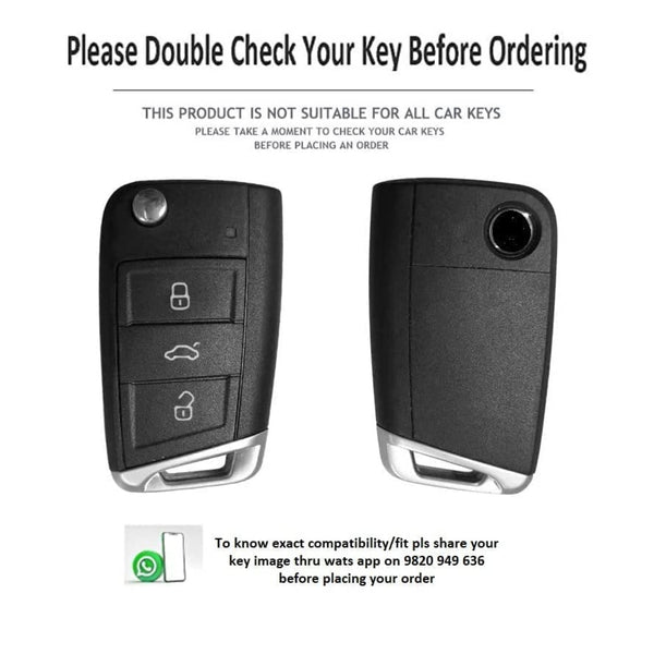 JVCV® Soft Handmade Leather Key Cover Compatible with Skoda Slavia Kushaq Taigun Tiguan Virtus Octavia Kodiaq Superb Folding Key