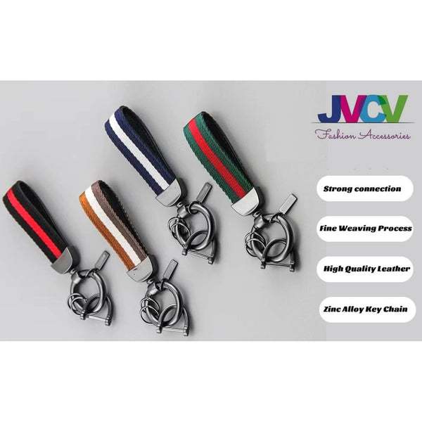 JVCV® Nylon & Leather Universal Keychain – 360° Rotatable Zinc‑Alloy Hook & Screw‑Cap D‑Ring, Multi‑Key Holder for Car, Bike, Home & Office (Men & Women)