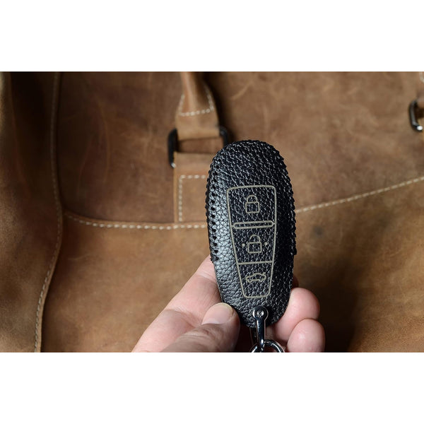 JVCV® Soft Handmade Lychee Pattern Leather Key Cover Compatible with Maruti Suzuki Baleno Ciaz Vitara Brezza S Cross Swift Ignis and Toyota Urban Cruiser Smart Key