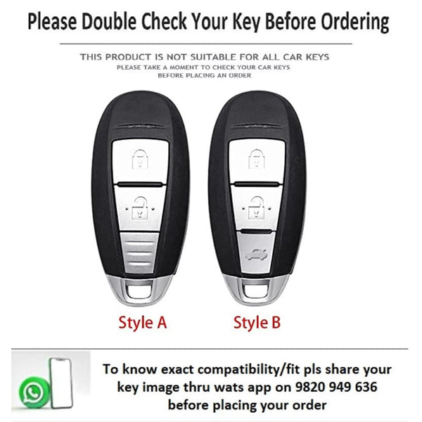 JVCV® Soft Handmade Lychee Pattern Leather Key Cover Compatible with Maruti Suzuki Baleno Ciaz Vitara Brezza S Cross Swift Ignis and Toyota Urban Cruiser Smart Key