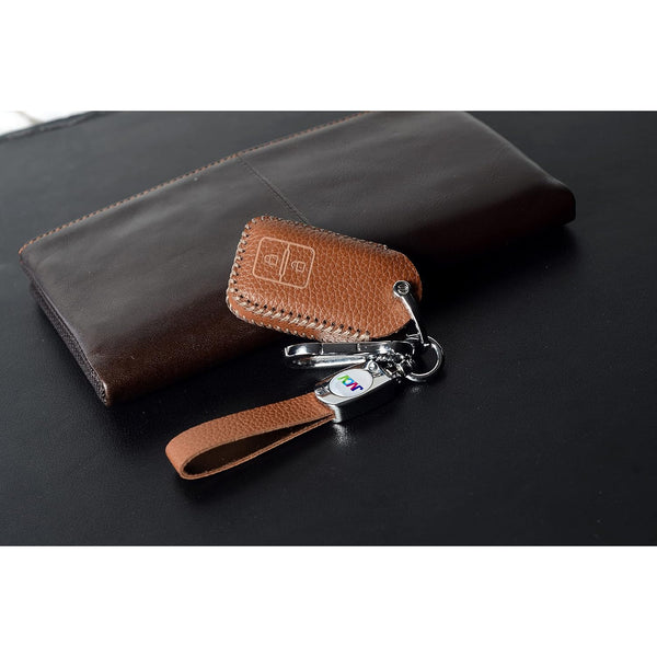 JVCV® Soft Handmade Lychee Pattern Leather Key Cover Compatible with Suzuki Jimny, Fronx, Grand Vitara, BALENO, XL6, Swift, ERTIGA, DZIRE and Toyota Glanza Urban Cruiser Hyryder 2 Button Smart Key