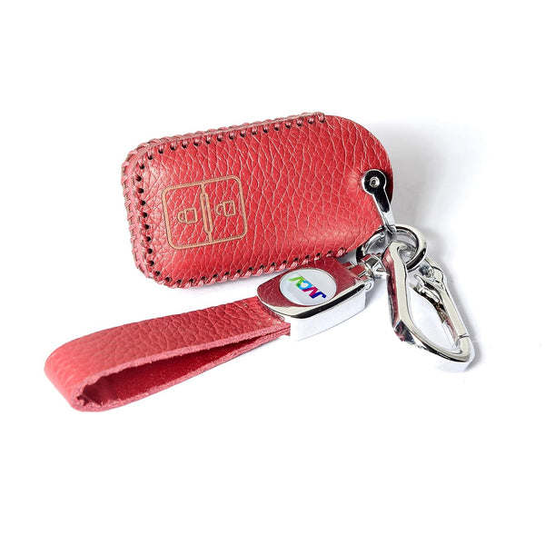 JVCV® Soft Handmade Lychee Pattern Leather Key Cover Compatible with Suzuki Jimny, Fronx, Grand Vitara, BALENO, XL6, Swift, ERTIGA, DZIRE and Toyota Glanza Urban Cruiser Hyryder 2 Button Smart Key