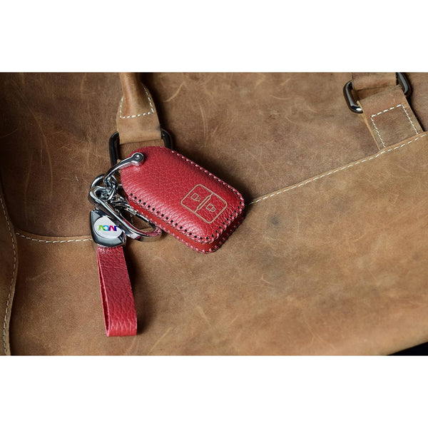 JVCV® Soft Handmade Lychee Pattern Leather Key Cover Compatible with Suzuki Jimny, Fronx, Grand Vitara, BALENO, XL6, Swift, ERTIGA, DZIRE and Toyota Glanza Urban Cruiser Hyryder 2 Button Smart Key