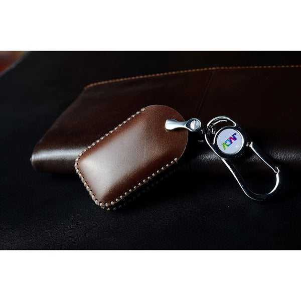 JVCV® Car Styling Soft Handmade Leather Key Cover Compatible with Suzuki Jimny, Fronx, Grand Vitara, BALENO, XL6, Swift, ERTIGA, DZIRE, Urban Cruiser, Glanza, Hyryder (2 Button Smart Key, Brown)