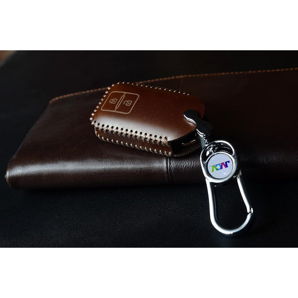 JVCV® Car Styling Soft Handmade Leather Key Cover Compatible with Suzuki Jimny, Fronx, Grand Vitara, BALENO, XL6, Swift, ERTIGA, DZIRE, Urban Cruiser, Glanza, Hyryder (2 Button Smart Key, Brown)