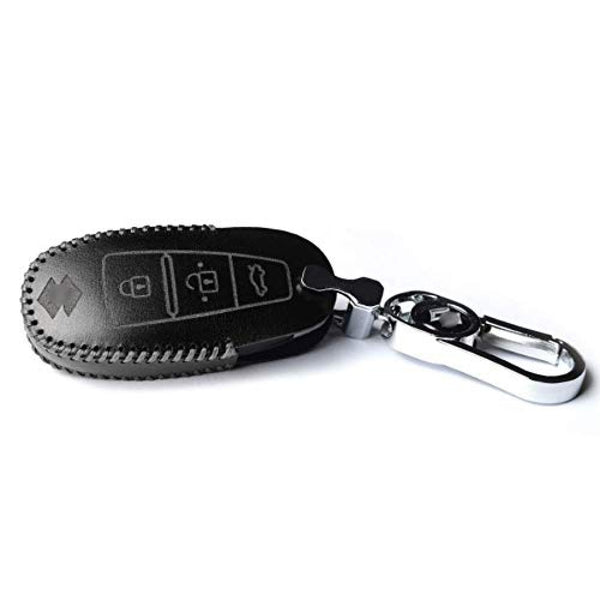 JVCV® Soft Handmade Leather Car Key Cover Compatible with Maruti Suzuki Baleno Ciaz Vitara Brezza S Cross Swift Ignis, Toyota Urban Cruiser Smart Key with Keychain-3B Push Button Start Car Key.