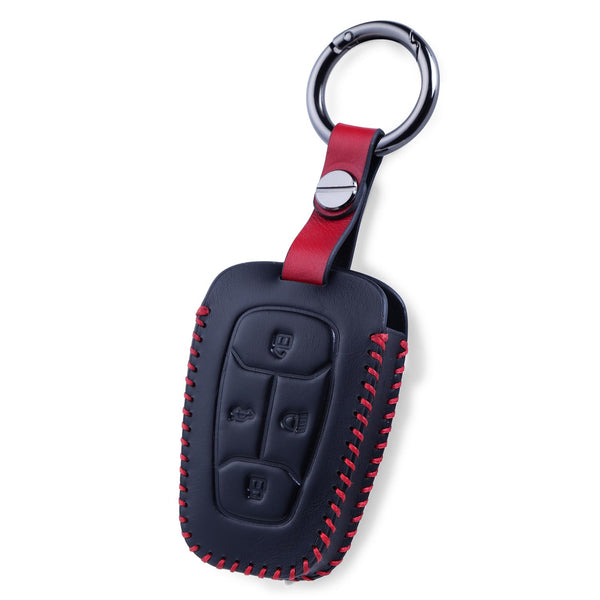 JVCV® Car Styling Soft Handmade Leather Key Cover Compatible with TATA NEXON, Harrier, ALTROZ, TIGOR BS6, Safari 2021 Safari Gold, Punch 4 Button Smart Key