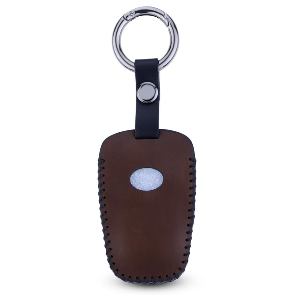 JVCV® Car Styling Soft Handmade Leather Key Cover Compatible with TATA NEXON, Harrier, ALTROZ, TIGOR BS6, Safari 2021 Safari Gold, Punch 4 Button Smart Key