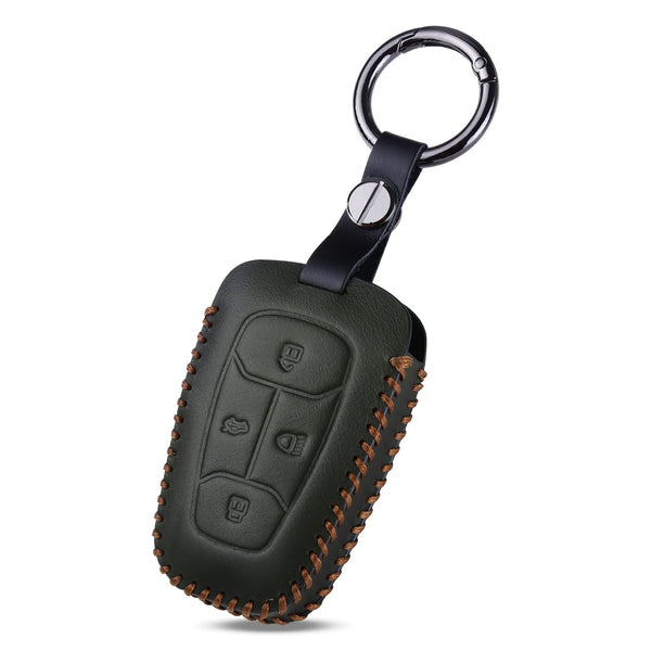 JVCV® Car Styling Soft Handmade Leather Key Cover Compatible with TATA NEXON, Harrier, ALTROZ, TIGOR BS6, Safari 2021 Safari Gold, Punch 4 Button Smart Key